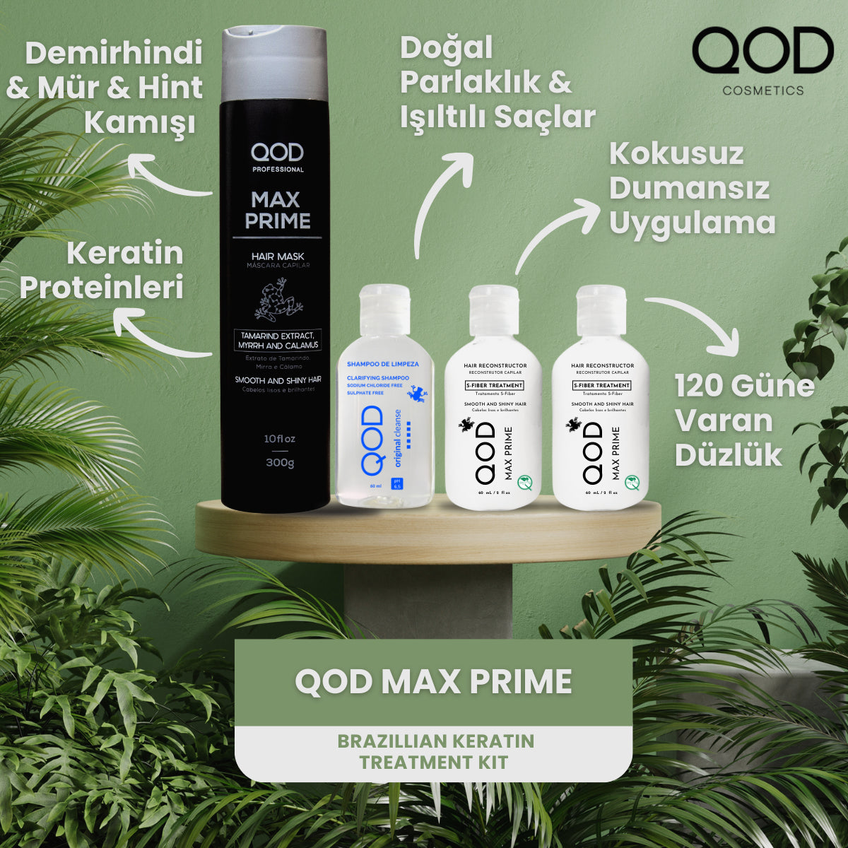QOD Max Prime Keratin Başlangıç Kiti (Uzun Saç) + After Treatment Keratin Mask 300 mL – formaldehitsiz keratin seti