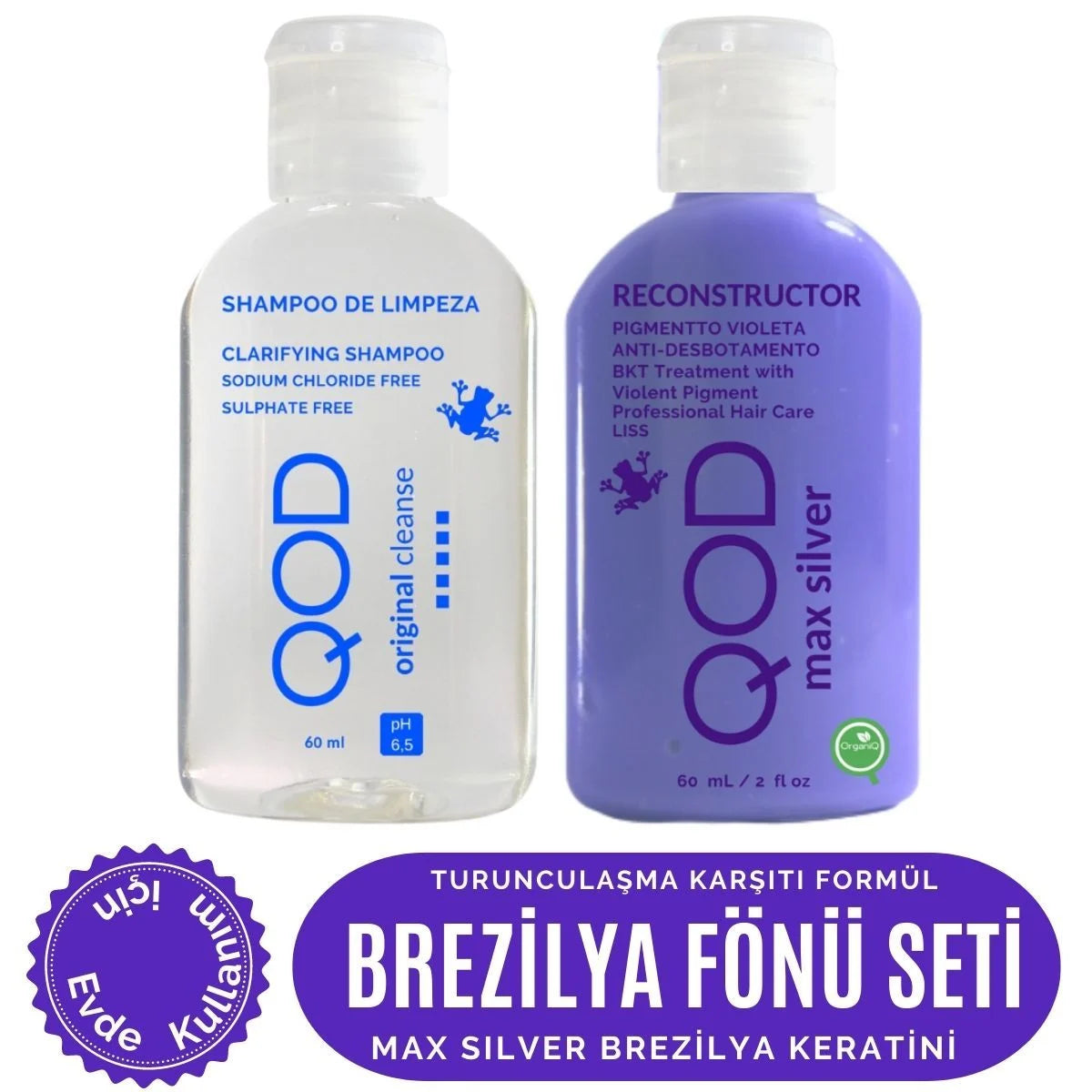QOD Brezilya Fönü Max Silver Profesyonel Brezilya Keratini Uygulama Kiti (Max Silver Keratin + Arındırıcı Şampuan 60 mL )