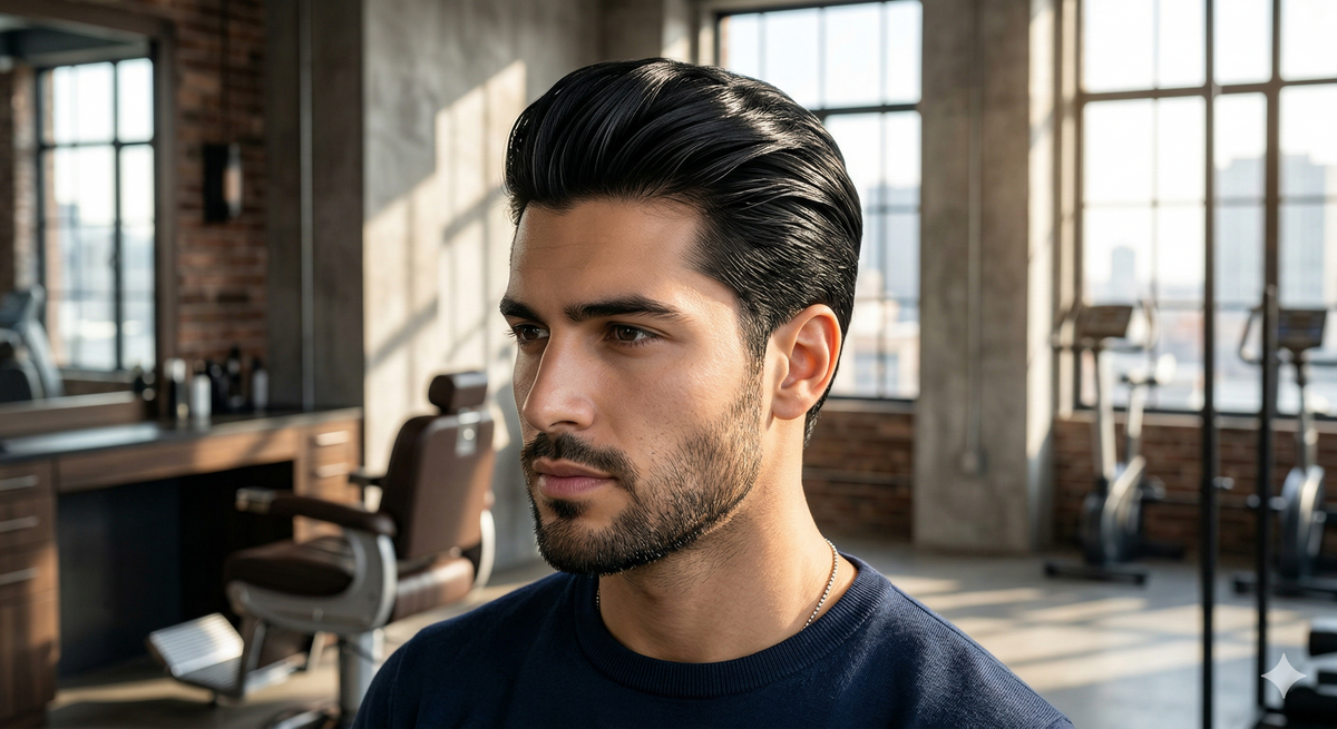 Bakımlı ve güçlü saçlı erkek model