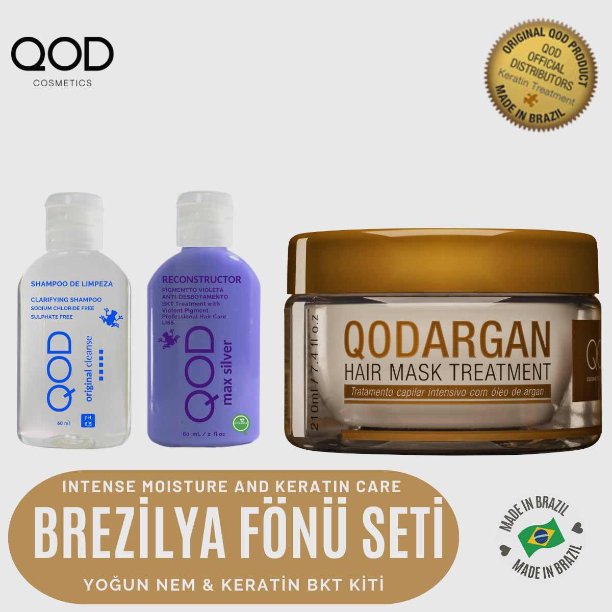 QOD Max Silver mor pigmentli keratin uygulaması – ısı ile aktive saç düzleştirme