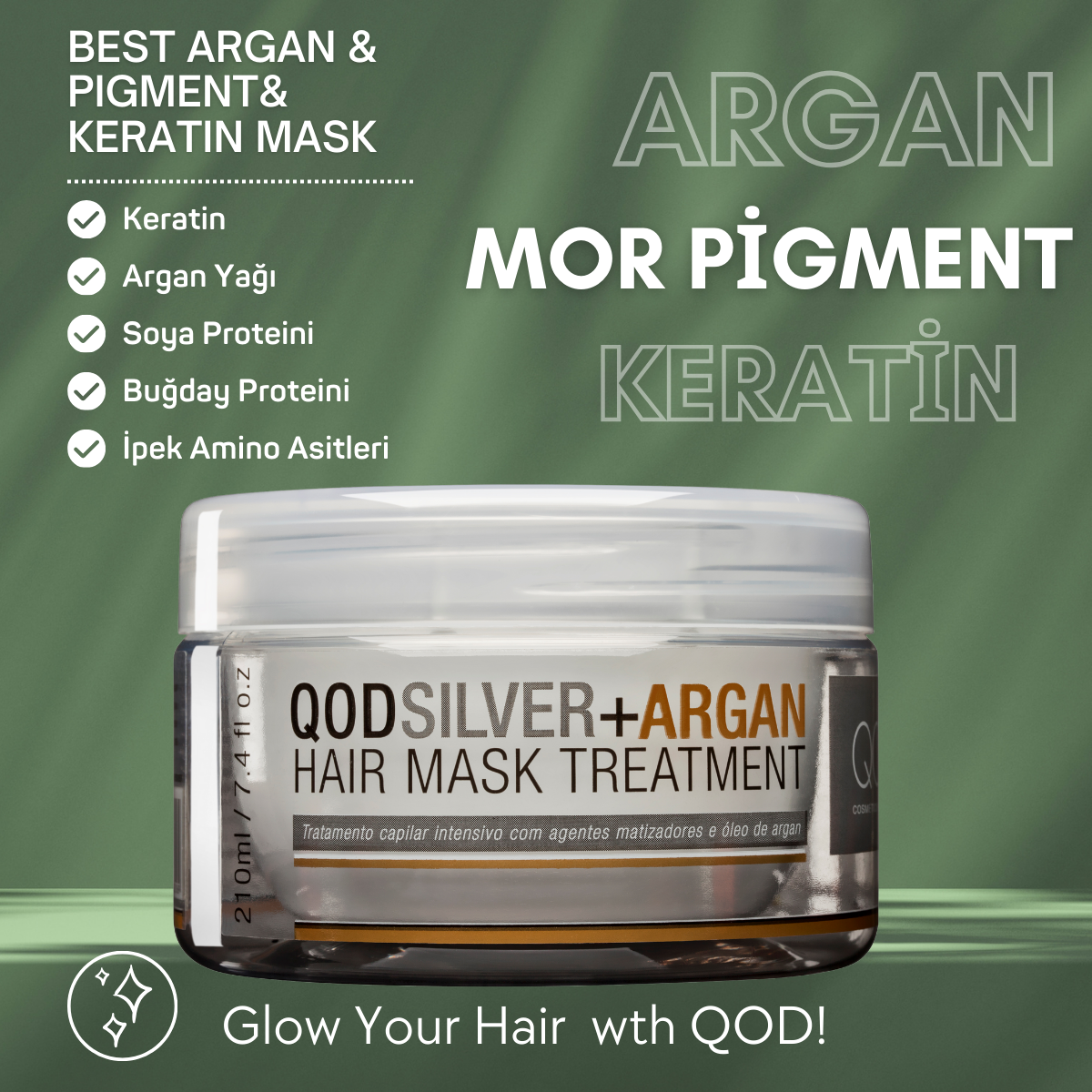 QOD Max Silver Brezilya Fönü Keratini Yoğun Bakım Kiti (Uzun Saç) + Sonrası Mor Pigment & Argan Maske (210 g)