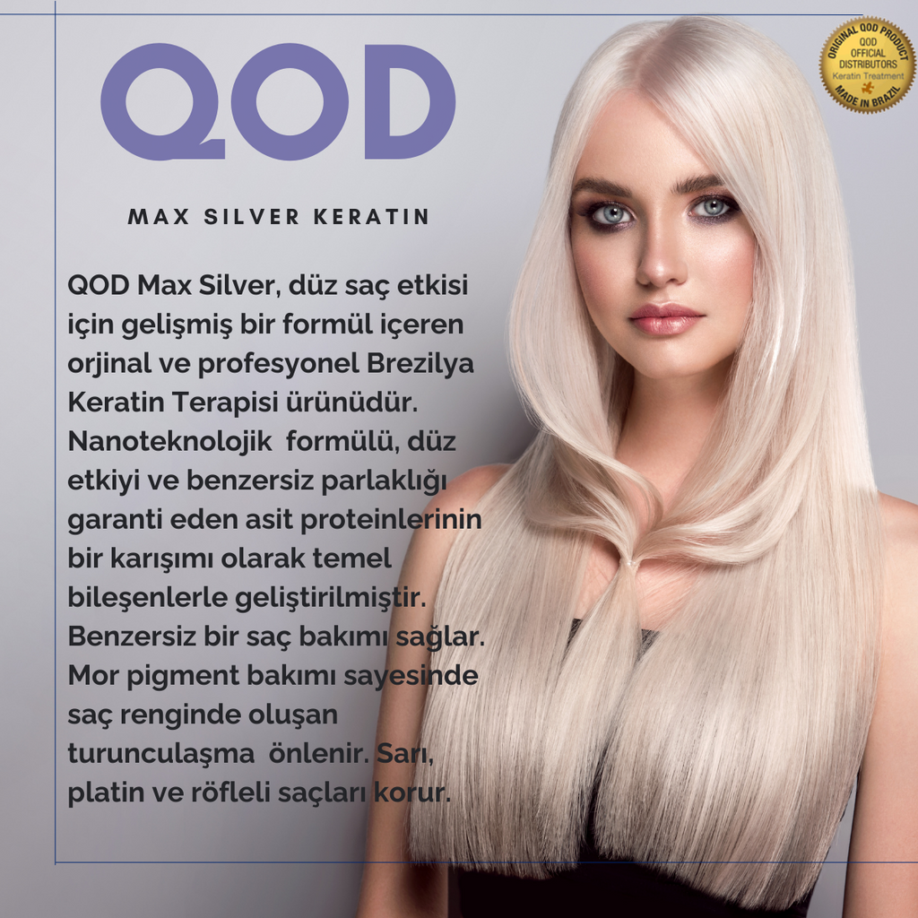 QOD Max Silver Brezilya Fönü Keratini Yoğun Bakım Kiti (Kısa Saç) + Sonrası Mor Pigment & Argan Maske (210 g)