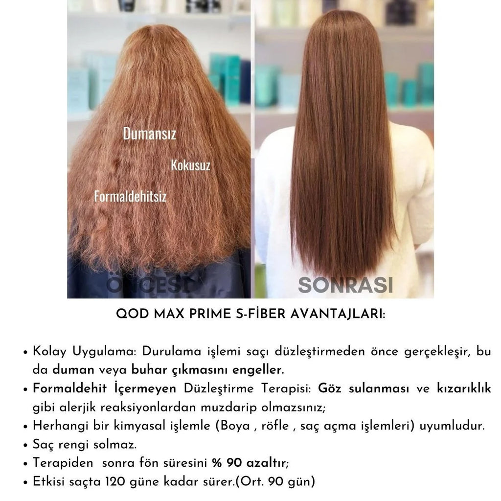 QOD Max Prime S-Fiber – bitkisel proteinli saç düzleştirme işlemi sırasında ısı uygulaması