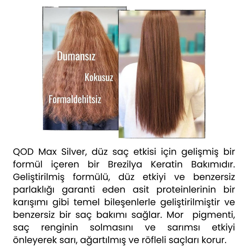 QOD Max Silver Profesyonel Brezilya Keratin Uygulama Kiti ( Kısa Saç ) + Sonrası Max Prime Şampuan & Krem
