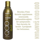 Brezilya Fönü Şampuanı QOD Profesyonel Gold | 250 mL | Altın Nano Partiküllü, Keratin Bakım Sonrası Şampuan | Sülfatsız & pH 5.5 Dengeleyici