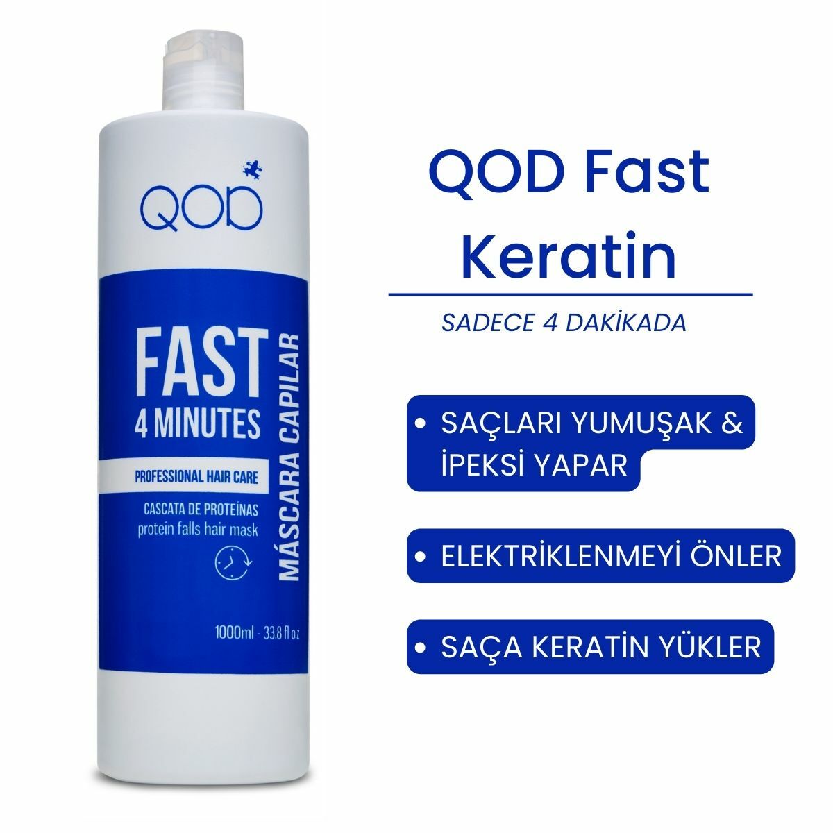 Fast Hızlı Keratin Yükleme & Elektriklenmeyi Önleyici Saç Maskesi – 1000 ml