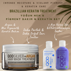 QOD Max Silver Brezilya Fönü Keratini Yoğun Bakım Kiti (Kısa Saç) + Sonrası Mor Pigment & Argan Maske (210 g)