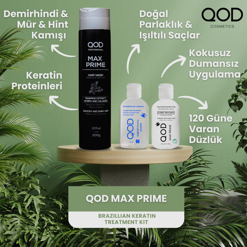 QOD Max Prime Keratin Başlangıç Kiti (Kısa Saç) + After Treatment Keratin Mask 300 mL – formaldehitsiz ev tipi keratin seti