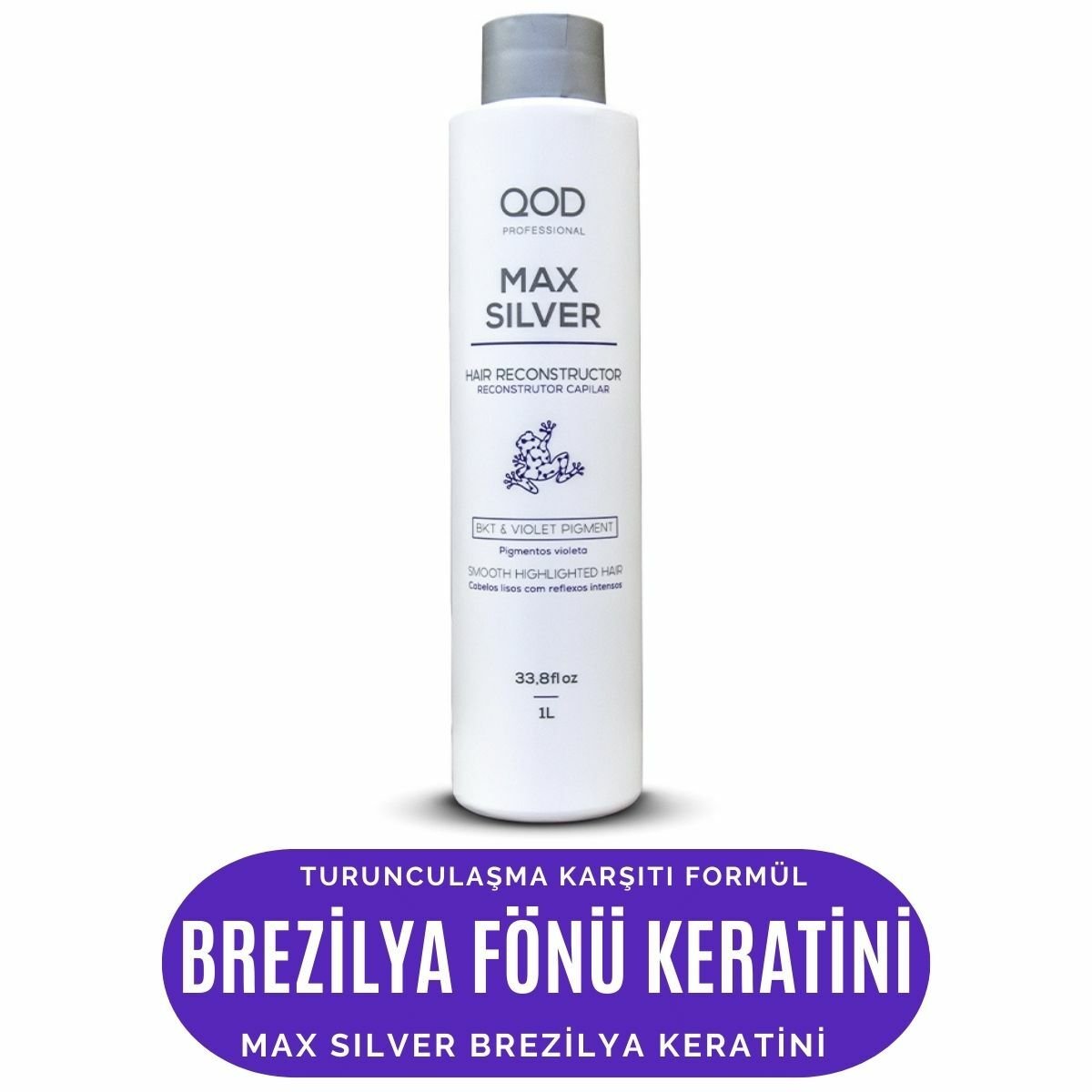 Brezilya Fönü Keratini QOD Max Silver Hair Reconstructor Keratin Treatment 1000 ml ( Mor Pigmentli Brezilya Fönü )