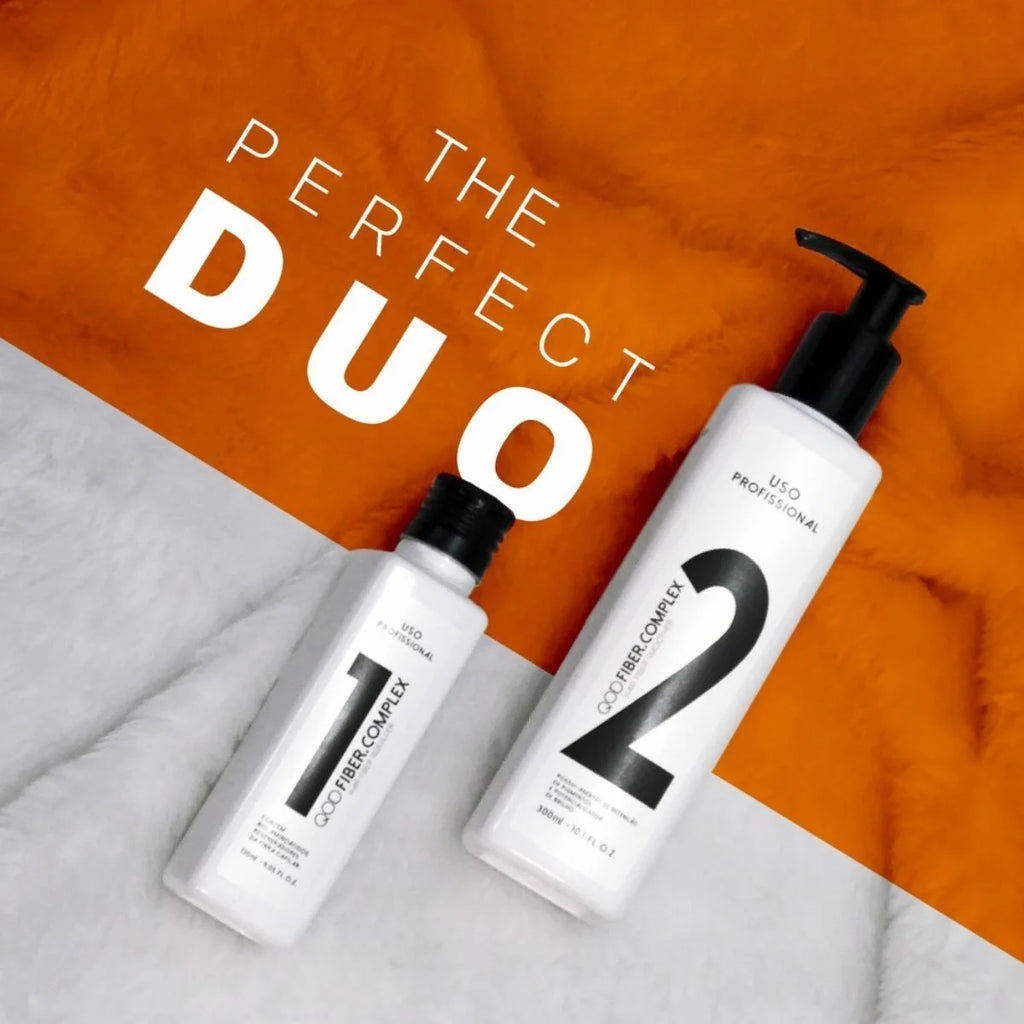 Brezilya Keratin Bakım Seti QOD Fiber Complex 1 & 2 | Profesyonel Saç Kurtarma & Onarım Kiti | Saç Kırıklarının Düşmanı | Güç ve Esneklik 7 Kat Artış