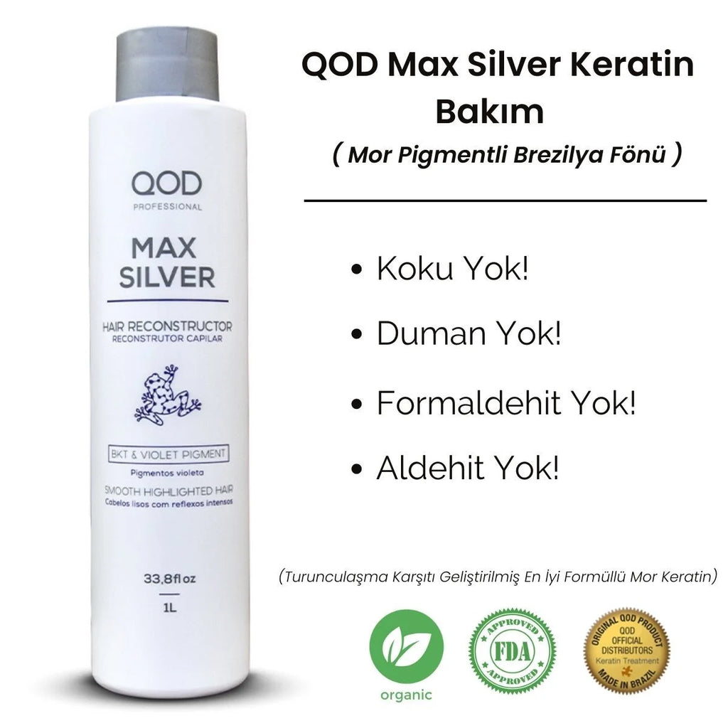 Brezilya Fönü Keratini QOD Max Silver Hair Reconstructor Keratin Treatment 1000 ml ( Mor Pigmentli Brezilya Fönü )