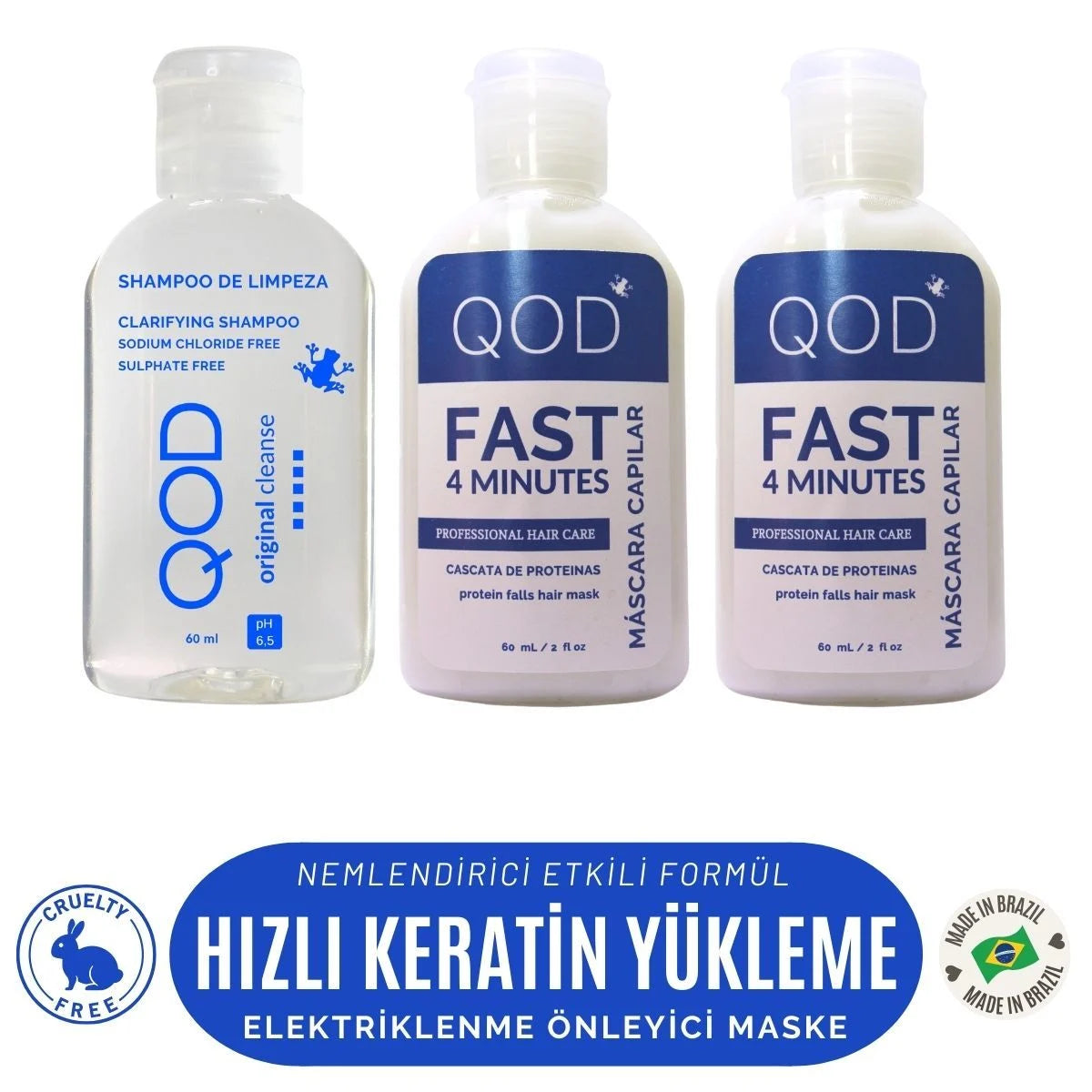 FAST Keratin Bakım Seti 120 ml – elektriklenme önleyici hızlı keratin maskesi ve arındırıcı şampuan