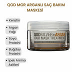 Mor Pigmentli Argan Yağlı Saç Maskesi | QOD Profesyonel Silver + Argan Saç Bakım Maskesi 210 g | Turunculaşma Karşıtı & Yoğun Onarıcı Mor Maske