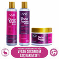 Vegan Pantenol & Hindistan Cevizi Yağlı Saç Bakım Seti QOD City Coco Boom & More | Şampuan + Saç Kremi + Saç Maskesi | Sülfatsız, Parabensiz, Onarıcı Vegan Bakım