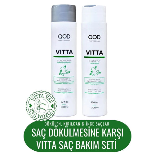 QOD Vitta dökülme karşıtı şampuan ve saç kremi seti 300 ml – kapsaisinli saç kökü güçlendirici bakım