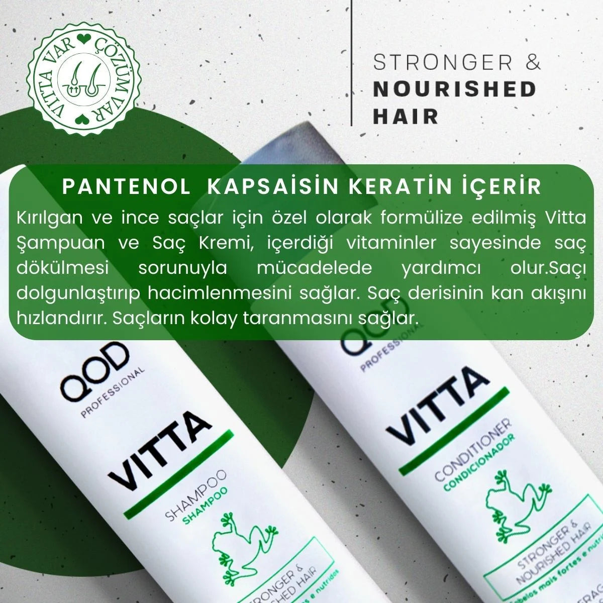 QOD Vitta saç dökülmesi kremi 300 ml – vitamin kompleksli onarıcı saç bakım kremi