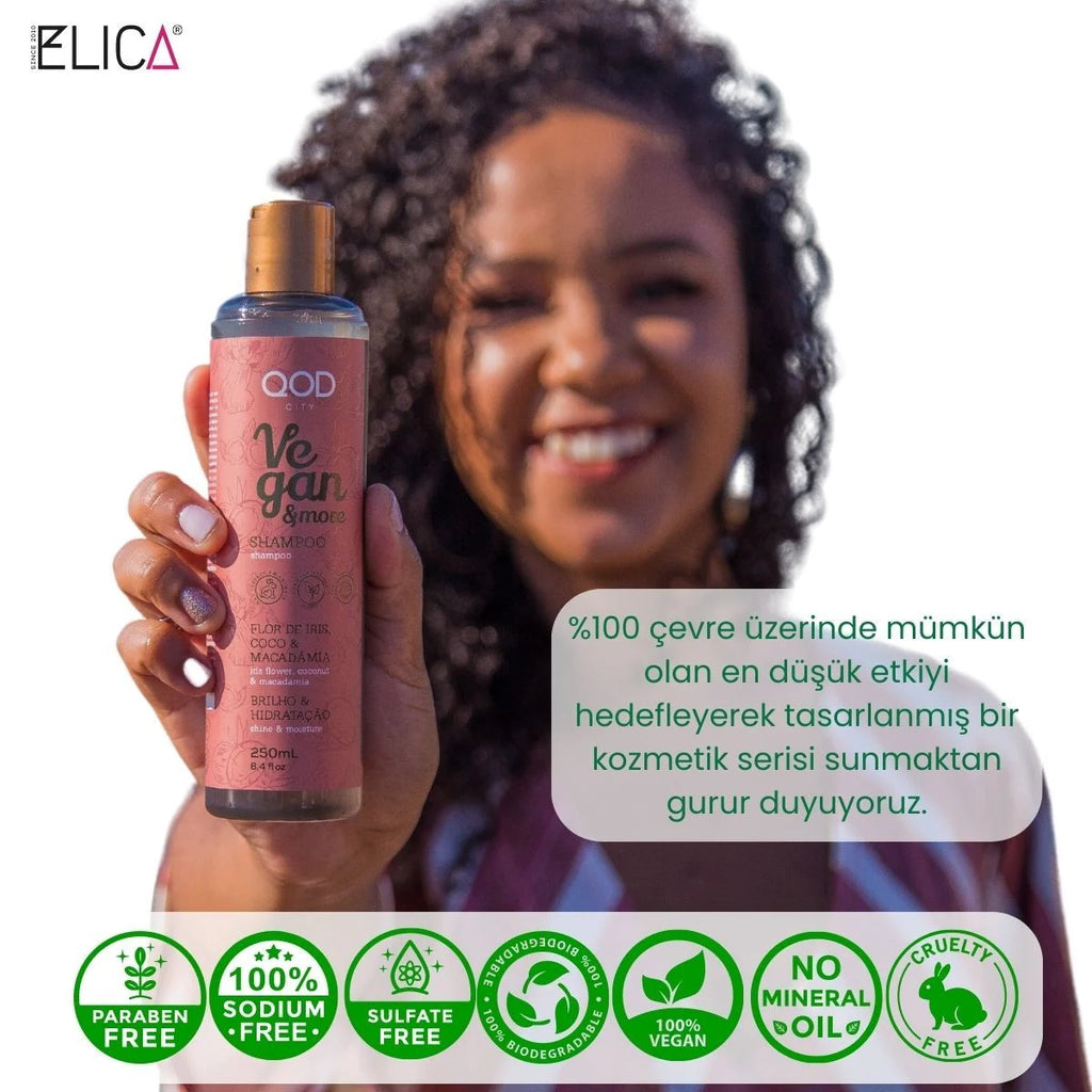 Vegan City Vegan & More Şampuan & Saç Kremi Seti 250 ml – İris Çiçeği, Hindistan Cevizi, Macadamia | Vegan, Sülfatsız, Parabensiz, Çevre Dostu Bakım