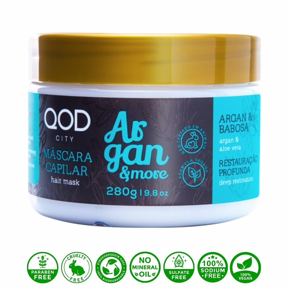 Vegan Argan Yağlı ve Aloe Veralı Saç Maskesi QOD City Argan & More Vegan Saç Maskesi 280G