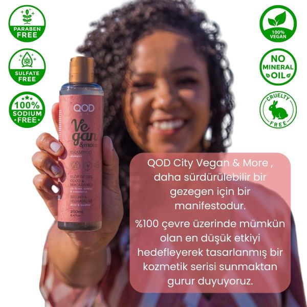 Vegan Şampuan QOD City Vegan & More Şampuan 250 ml / İris Çiçeği & Hindistan Cevizi & Macademia