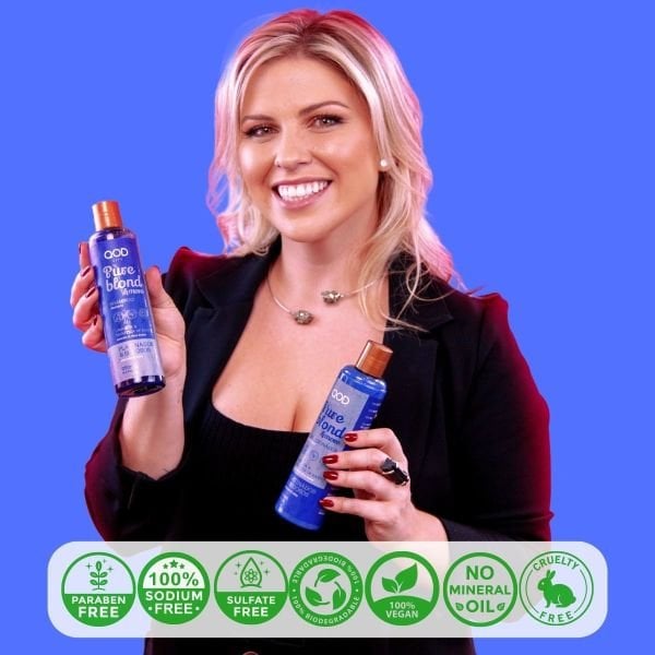 Mor Vegan Şampuan ve Saç Kremi QOD City Pure Blond & More Vegan Şampuan + Vegan Saç Kremi- Mor Pigmentli