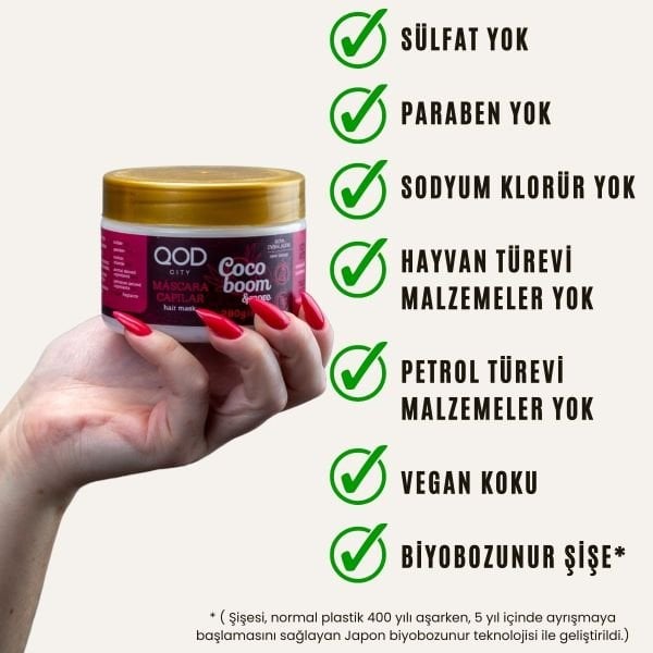 Vegan Panthenol ve Hindistan Cevizi Yağlı Saç Maskesi QOD City Coco Boom & More Saç Maskesi 280G