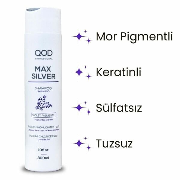 Mor Silver Şampuan QOD Profesyonel  Max Silver Şampuan 300 ml / Mor Pigmentli